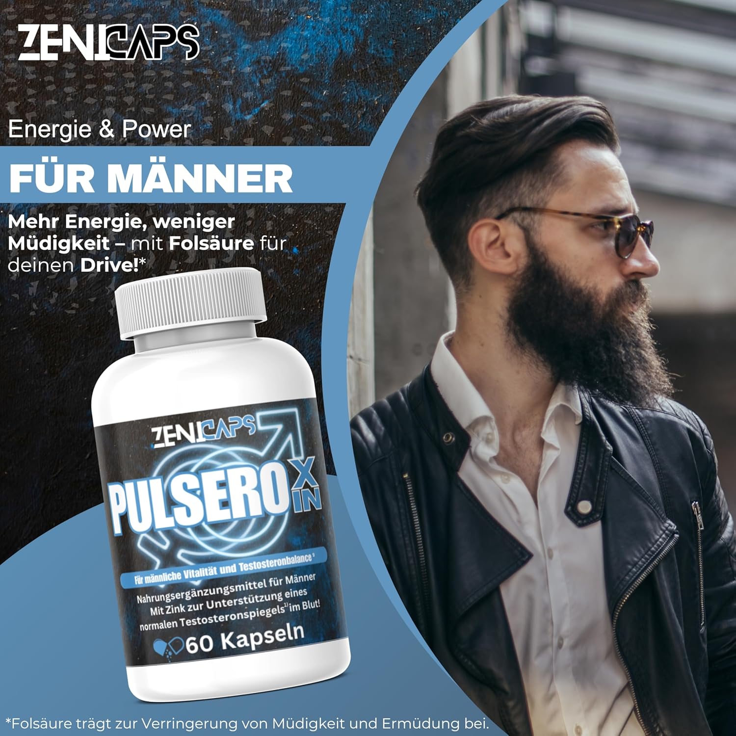 Potenzmittel & Standfestigkeit – PULSEROXIN Capsules Original | For the Active Man - with Zinc for Testosterone Level* | Easy to Use | with L-Arginine, Tribulus Terrestris, Maca, Ashwaganda (60 Capsules) – Bild 5