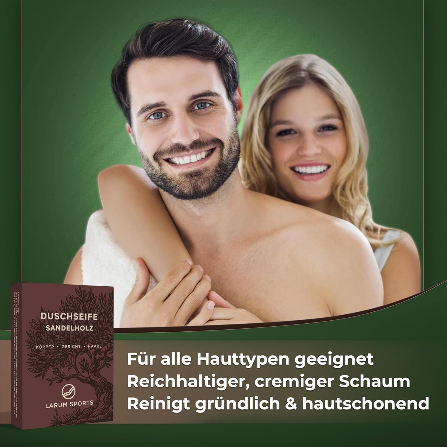 Penisvergrößerung & Pflege – larum sports Solid Shower Soap Men Sandalwood - Solid Shower Gel - Soap for Hair, Body, Face - Solid Shampoo - Men's Natural Soap - 2 x Organic Soap of 85 g – Bild 4