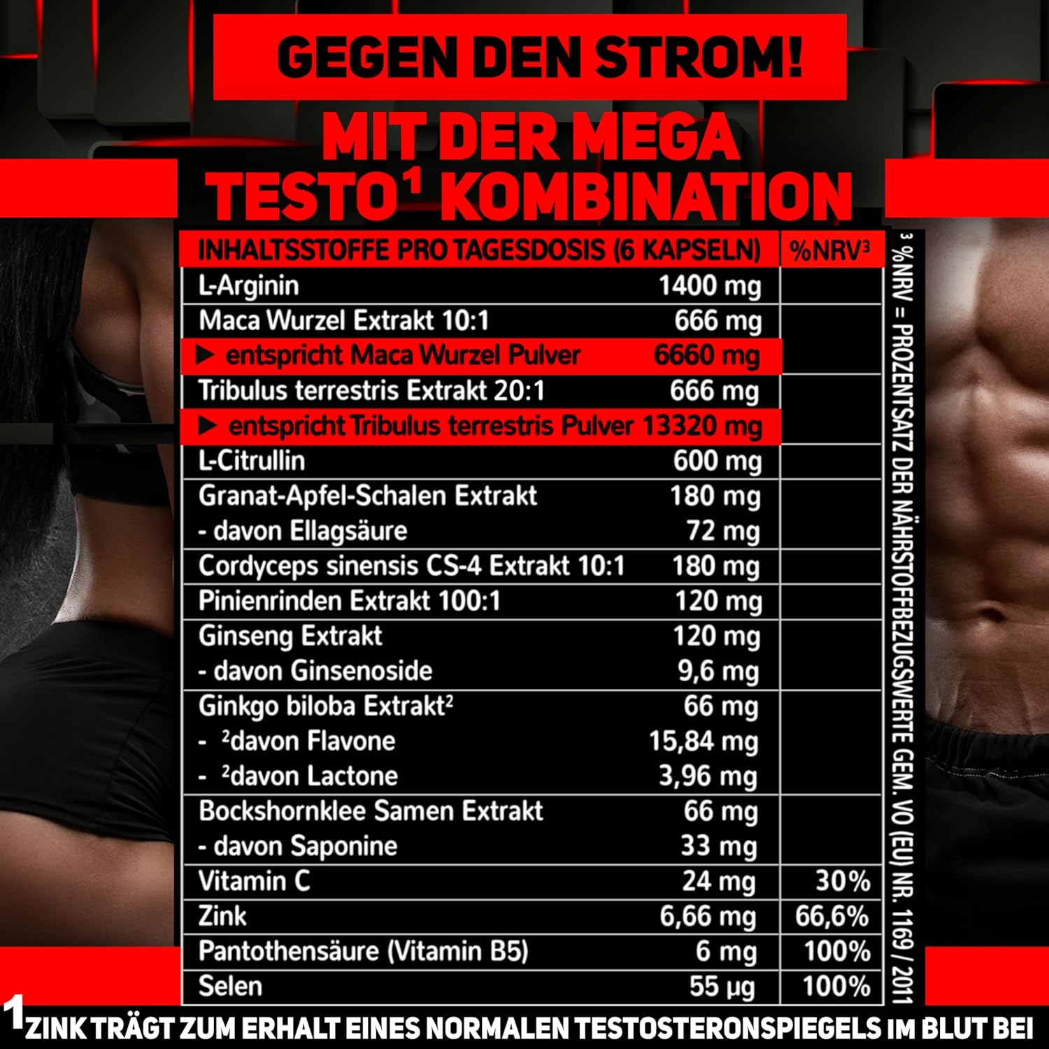 Ausdauer & Energie – Top Testo¹ Blaster High Dose ¹ Zinc Contributes to Maintaining a Normal Testosterone Level - 166 Capsules Tribulus, Maca Black, Arginine, Citrulline, Cordyceps, with 14 Mega Ingredients, 1 Tin (1 x – Bild 8