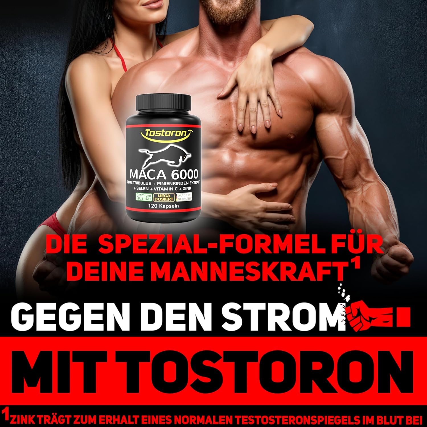 Ausdauer & Energie – Tostoron MACA 6000 high dosage - get the TOSTORON HAMMER direct to your home. 120 Capsules, Plus Tribulus, Pine Bark Extract, Vitamin C, Selenium, Zinc - Laboratory Tested, 1 Tin (1 x 100 g) – Bild 7
