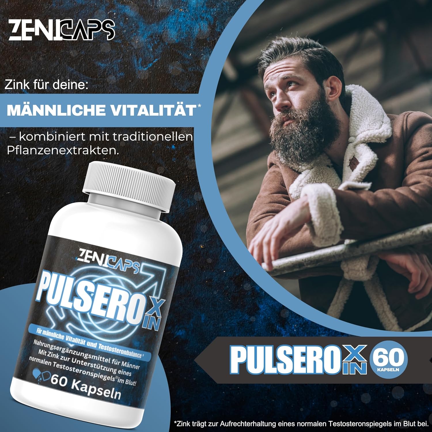 Potenzmittel & Standfestigkeit – PULSEROXIN Capsules Original | For the Active Man - with Zinc for Testosterone Level* | Easy to Use | with L-Arginine, Tribulus Terrestris, Maca, Ashwaganda (60 Capsules) – Bild 4