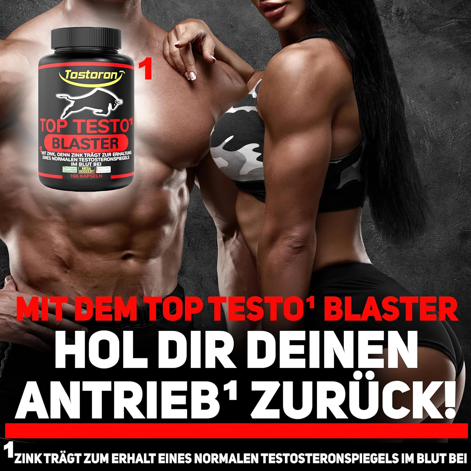 Ausdauer & Energie – Top Testo¹ Blaster High Dose ¹ Zinc Contributes to Maintaining a Normal Testosterone Level - 166 Capsules Tribulus, Maca Black, Arginine, Citrulline, Cordyceps, with 14 Mega Ingredients, 1 Tin (1 x – Bild 2