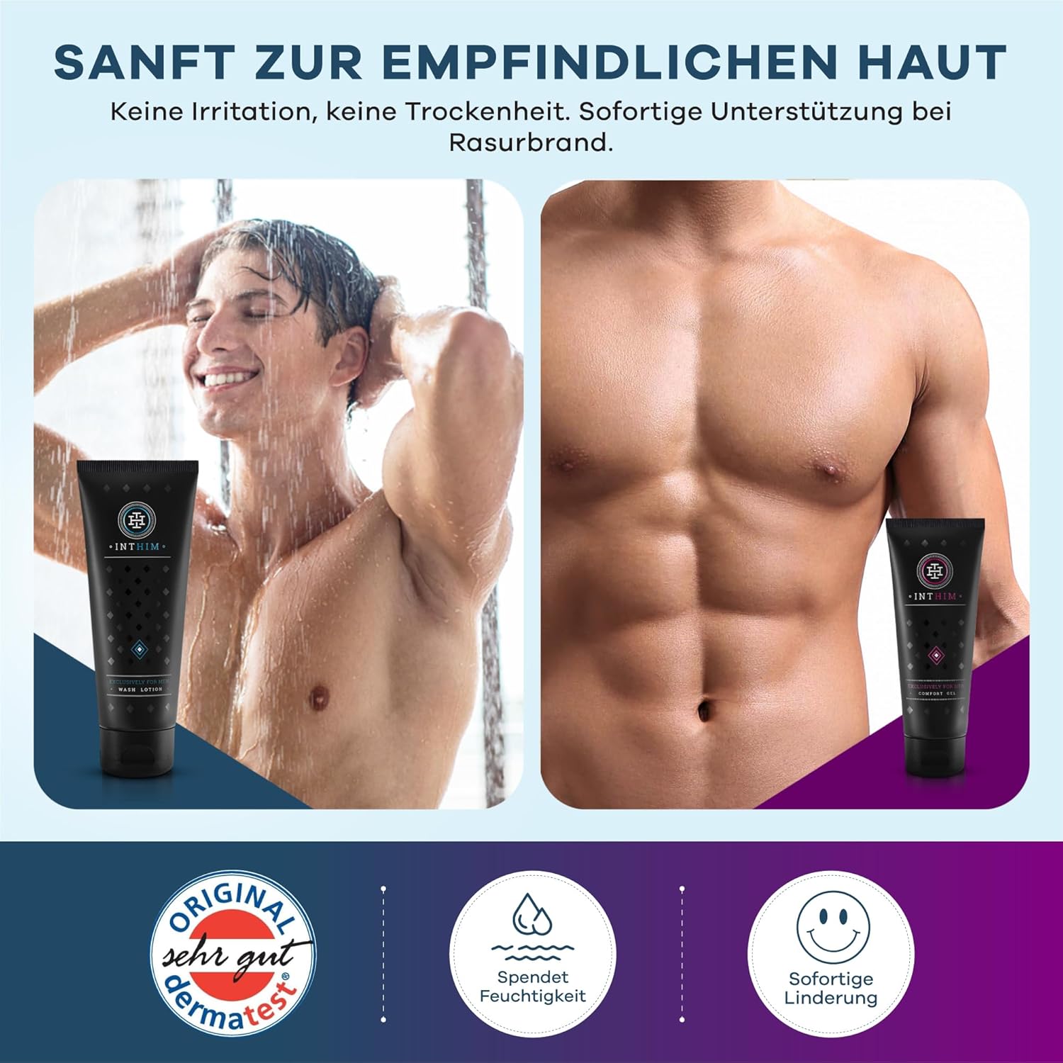 Penisvergrößerung & Pflege – IntHim Men's Anti-Inflammatory Intimate Care Set – Intimate Wash Lotion for Men + After Shave Intimate Cream for Men – pH Neutral & Free from Parabens and Allergens for Redness and Shaving Pimples – Bild 4