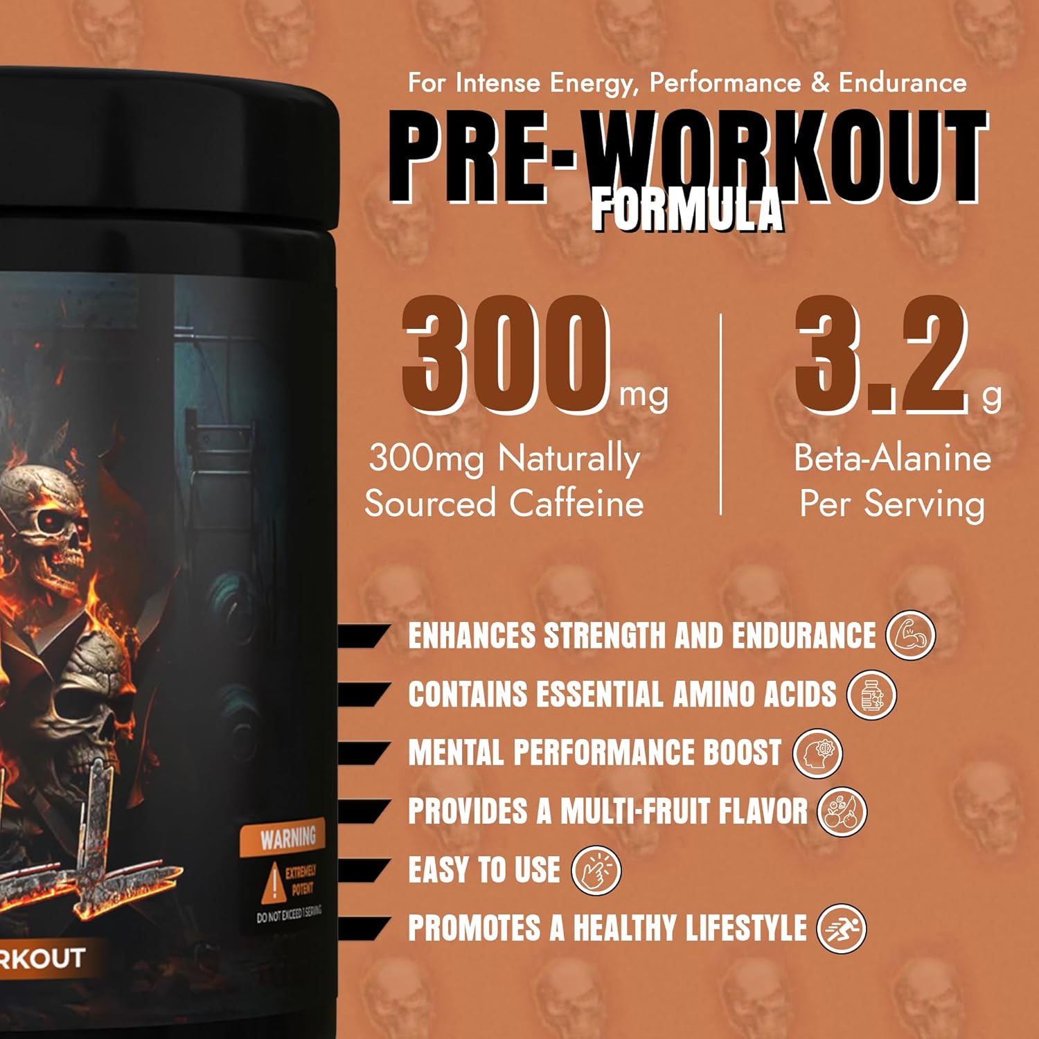Ausdauer & Energie – 7Hell Pre Workout Booster with Creatine Monohydrate Vitamin B6 High Dose for Training Muscle Building Gym Fruit Punch 300 g – Bild 3