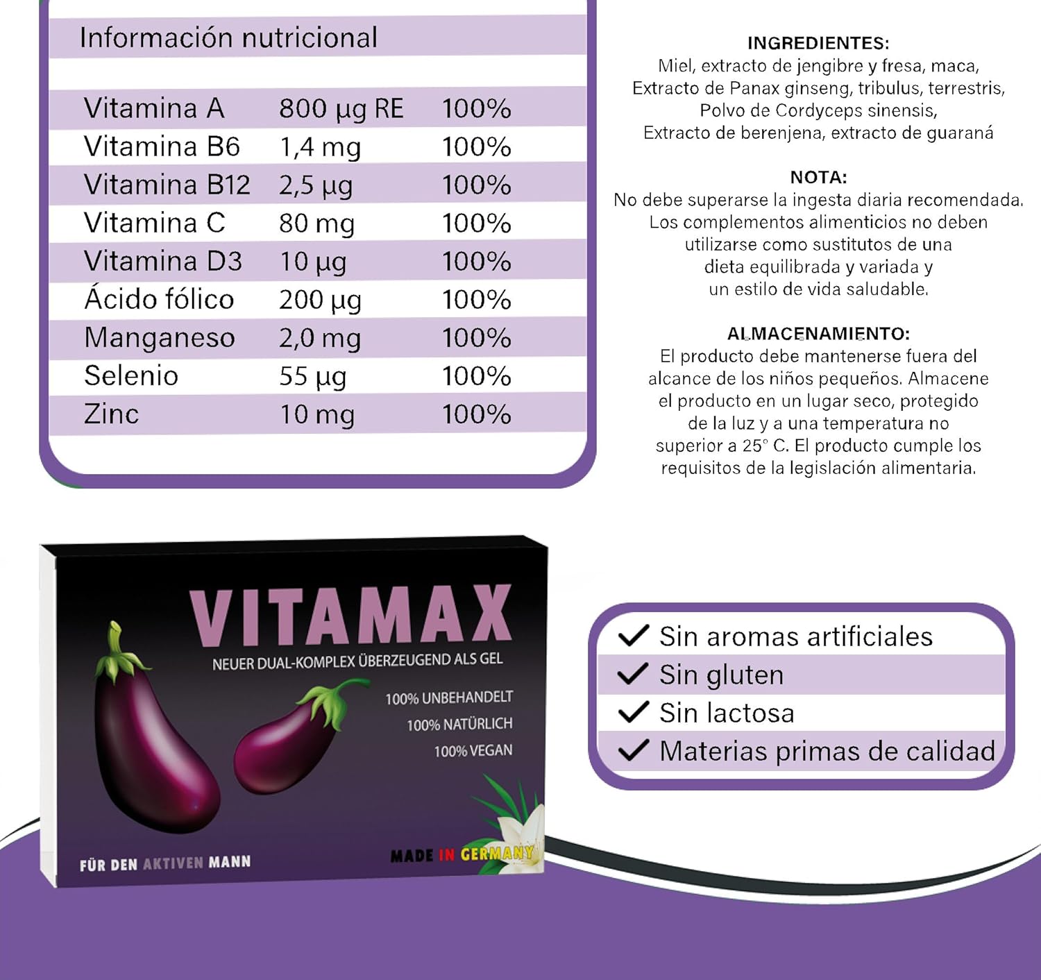 Potenzmittel & Standfestigkeit – Vitamax Herrenwohl Jelly Extra Strong - Selenium, Zinc, Maca, Ginseng, L-Arginine Testosterone - Libido Booster for Men - Pack of 5 High Dose Trial Pack – Bild 7