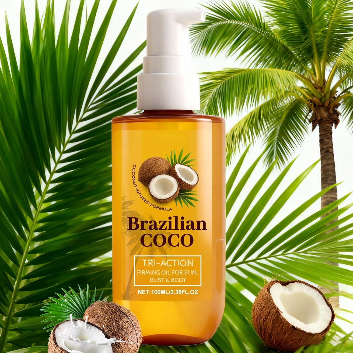 Penisvergrößerung & Pflege – Brazilian Coconut Body Oil - Firming Moisturizer with Organic Butter, Lightweight and Non-Greasy Care for Hydrated, Radiant Skin for Men and Women – Bild 2