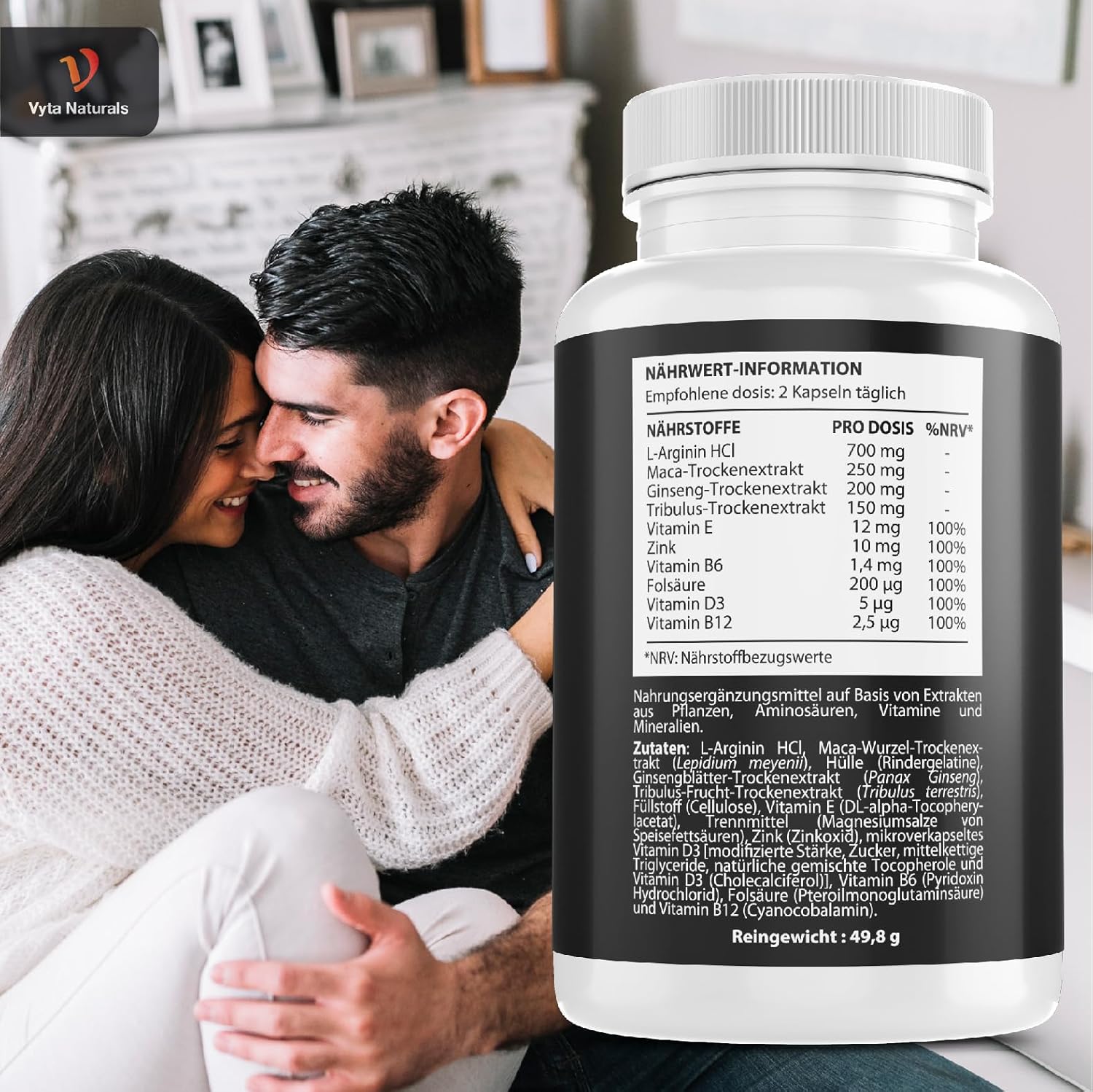 Ausdauer & Energie – Testosterone Booster for Men - Energy, Physical Performance, Male Vitality - With Maca, Tribulus Terrestris, Ginseng, L Arginine, Zinc, Vitamin B, D and E – Bild 5