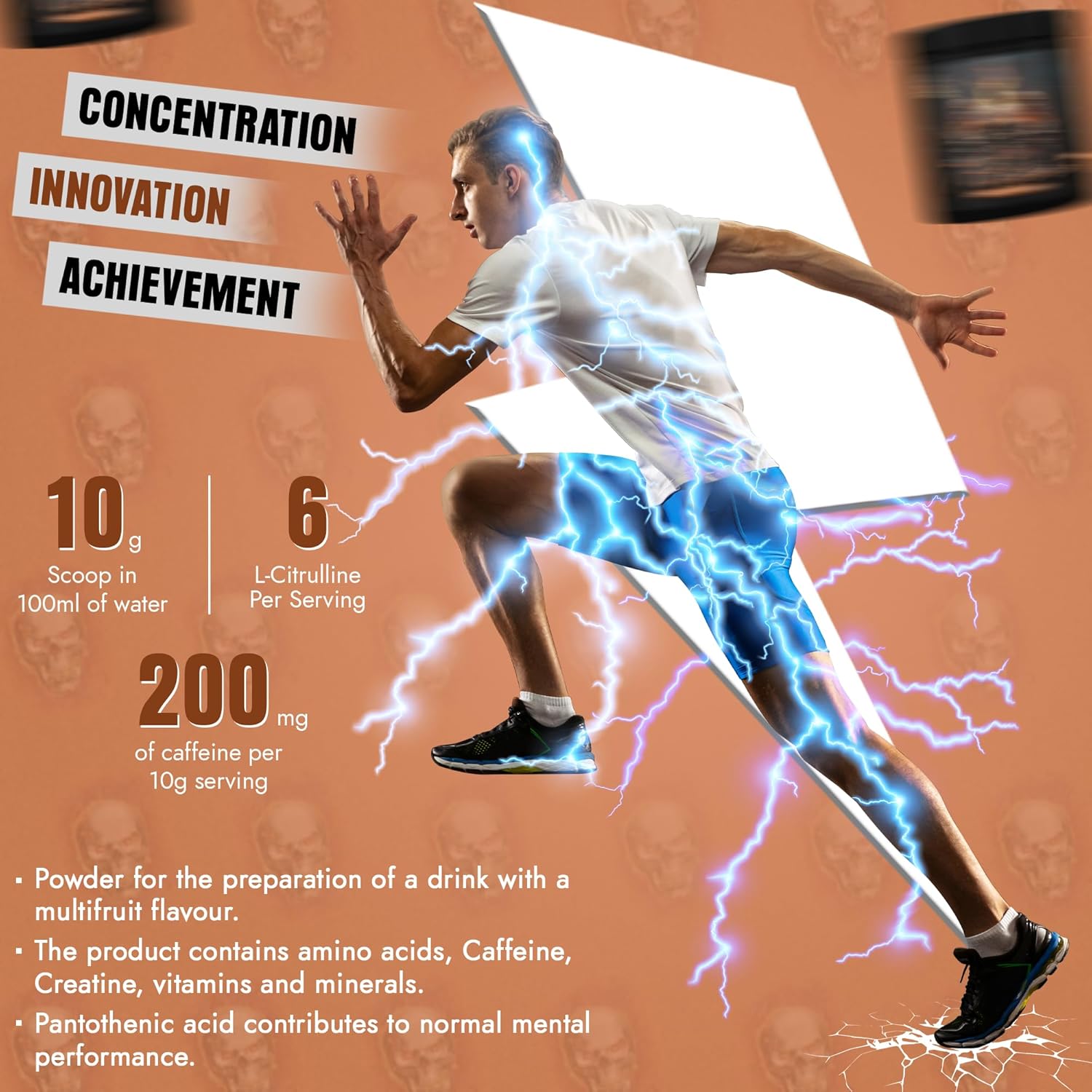 Ausdauer & Energie – 7Hell Pre Workout Booster with Creatine Monohydrate Vitamin B6 High Dose for Training Muscle Building Gym Fruit Punch 300 g – Bild 7