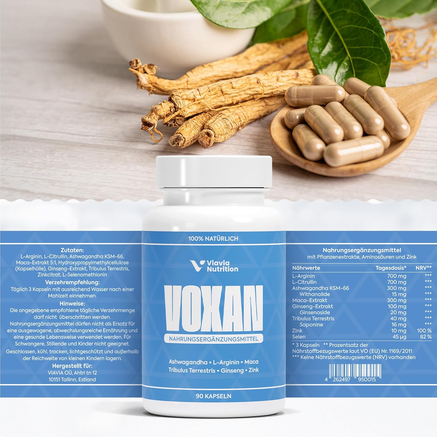 Potenzmittel & Standfestigkeit – VOXAN - Complex for Men - High Dose and Natural - More Power, Energy and Endurance - 90 Capsules - With Ginseng, Ashwagandha, Maca, Tribulus Terrestris, Zinc, Selenium and Arginine – Bild 5