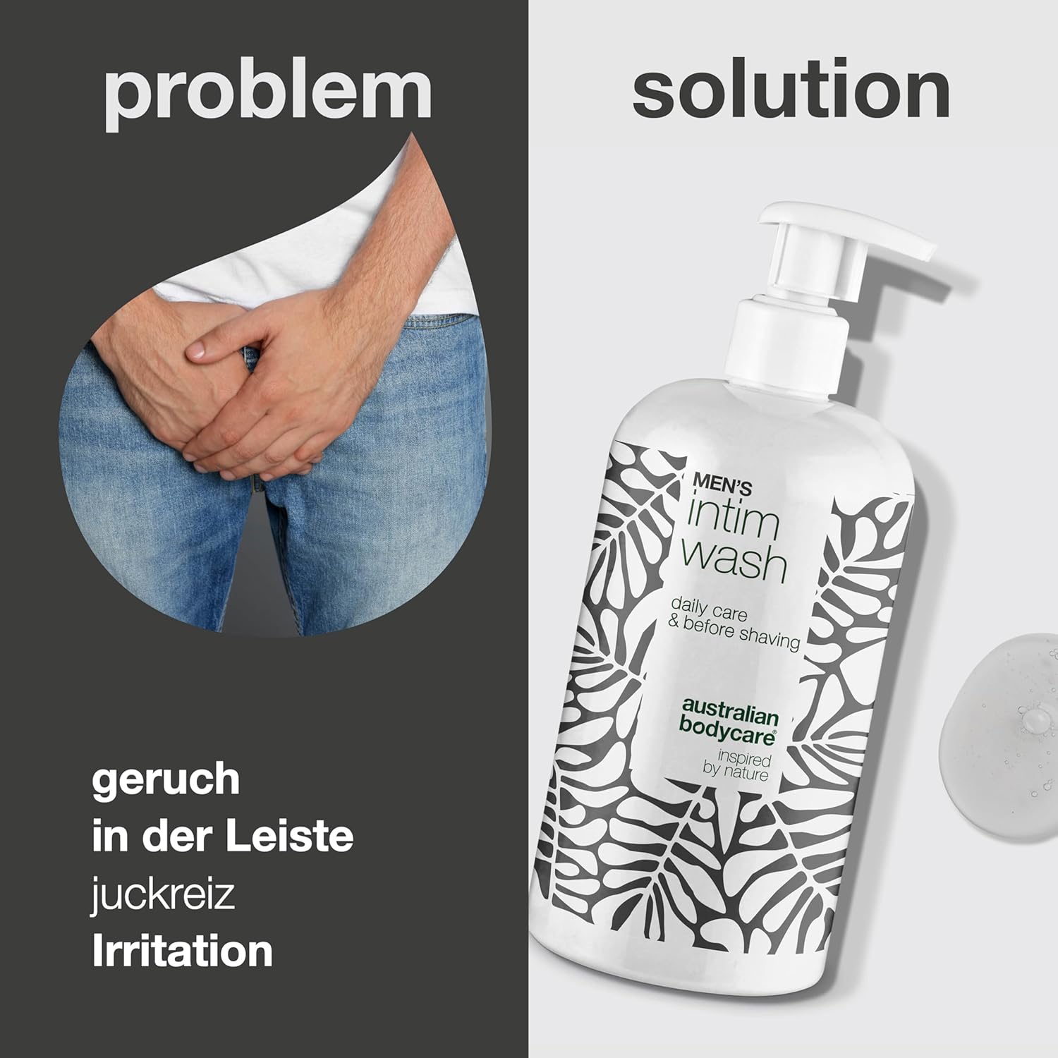 Penisvergrößerung & Pflege – Intimate Wash Gel for Men (500 ml) Against Irritation, Itching and Odour - With 4-Terpineol Known from Tea Tree Oil, Cockatoo Plum and Glycerine – Bild 2