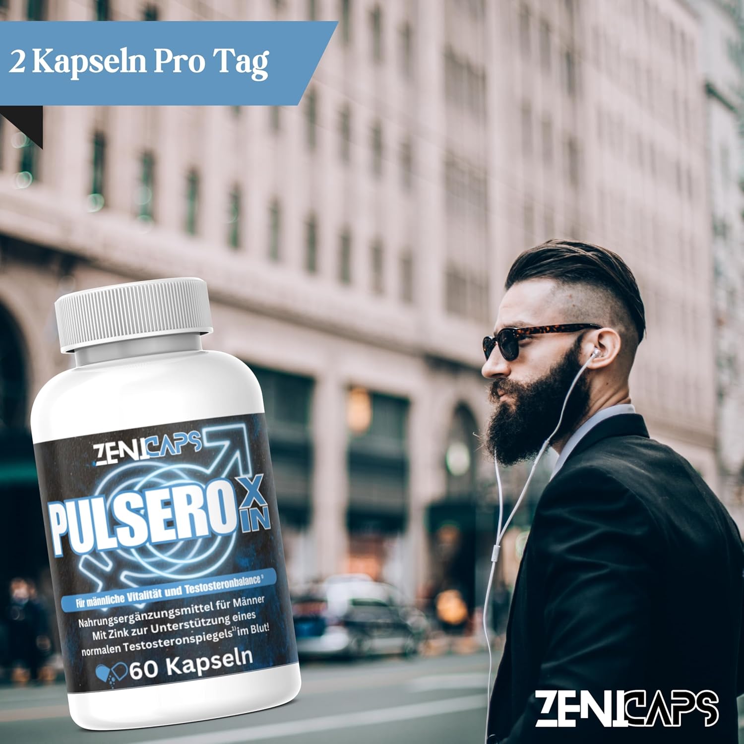 Potenzmittel & Standfestigkeit – PULSEROXIN Capsules Original | For the Active Man - with Zinc for Testosterone Level* | Easy to Use | with L-Arginine, Tribulus Terrestris, Maca, Ashwaganda (60 Capsules) – Bild 9