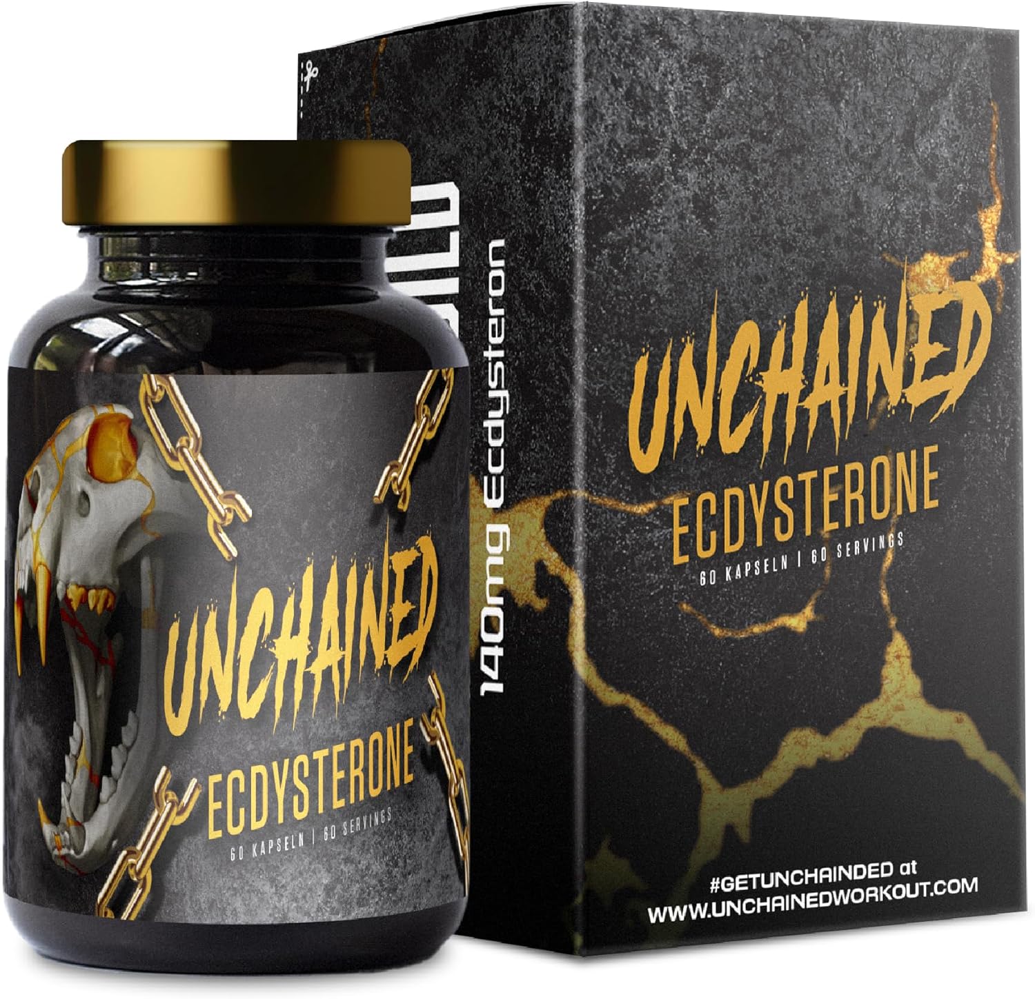Ausdauer & Energie – UNCHAINED® - Ecdysterone Capsules High Dose / 140 mg Pure Beta Ecdysterone High Dose / Testosterone Booster Muscle Building / 60 Vegan Ecdysterone Capsules for Optimal Support during Bodybuilding