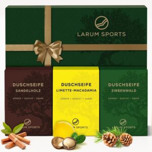Penisvergrößerung & Pflege – larum sports Solid Shower Soap - Gift Set for Men - Solid Shower Gel - Solid Soap for Hair, Body, Face - Natural Soap - 2 Each of Pine Forest, Sandalwood, Lime Macadamia