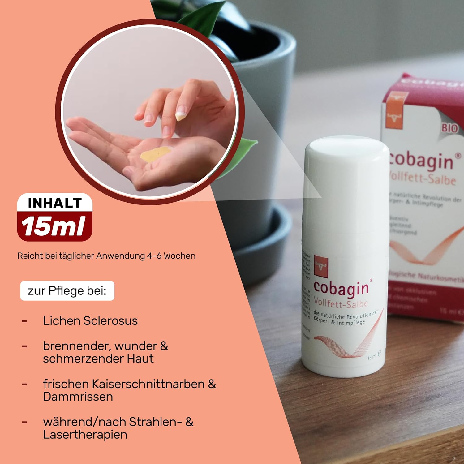 Penisvergrößerung & Pflege – Full Fat Ointment 15 ml | Pain Relieving Intimate Care | Wound and Healing Ointment for Women and Men for Burning, Itching and Lichen Sclerosus | In the Intimate Area, , Glans and Anus – Bild 2