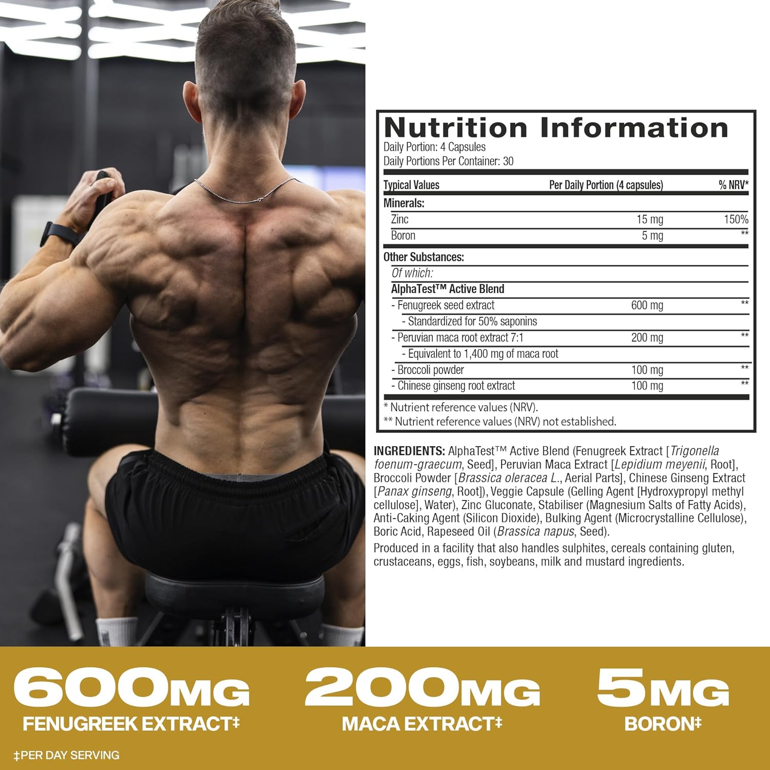 Ausdauer & Energie – MuscleTech AlphaTest Testosterone Booster Supplement for Men, Training Supplement, Muscle Building Supplement for Men, 200mg Maca Extract, Zinc and Boron, 120 Capsules, 30 Servings – Bild 4
