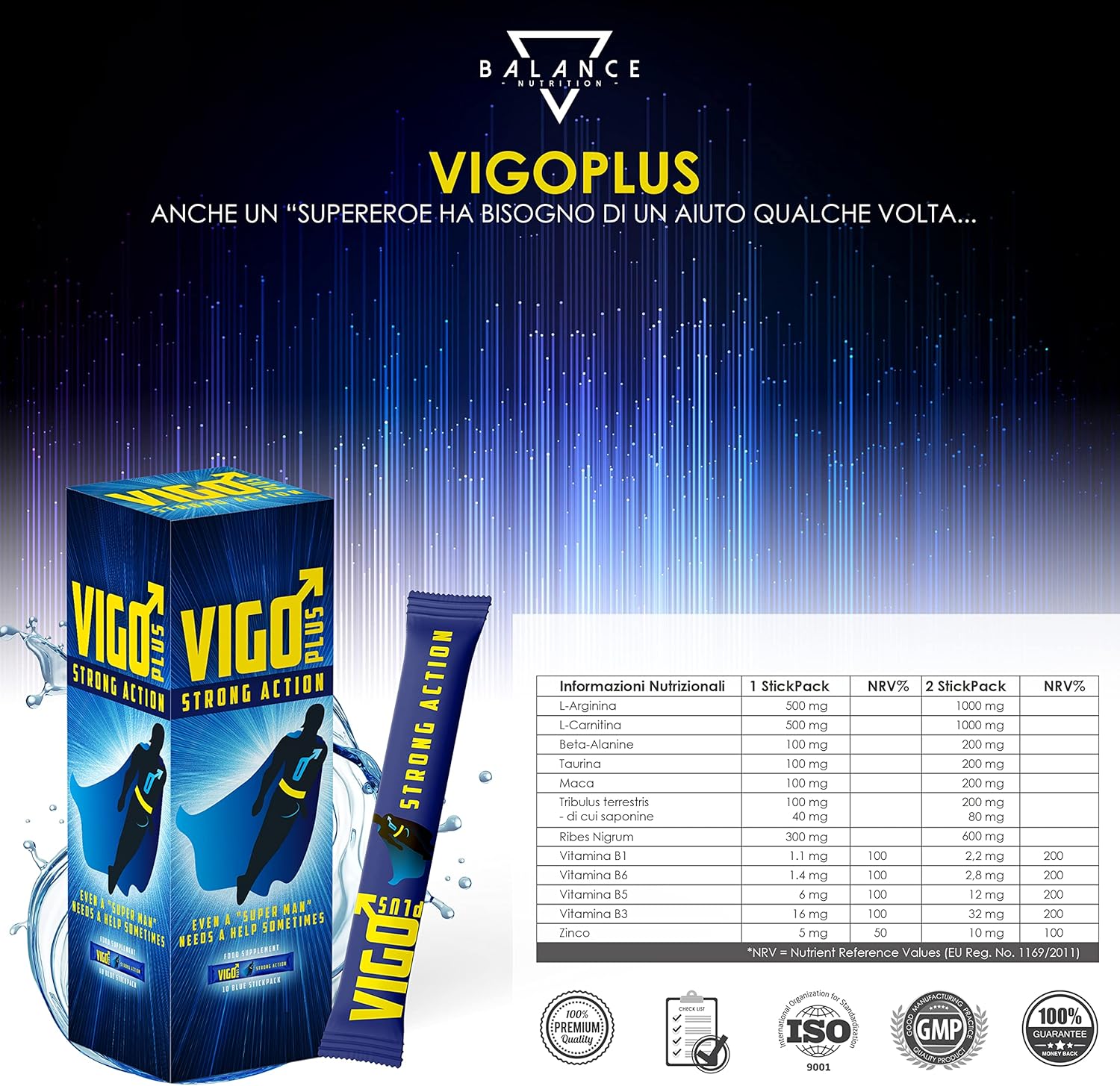 Potenzmittel & Standfestigkeit – VIGOPLUS® - Pack of 10 Blue Sticks, Dietary Supplement for Men to Maximise Strength and Endurance, 12 Active Ingredients with Maca, Arginine and Taurine, Maximum Absorption – Bild 2