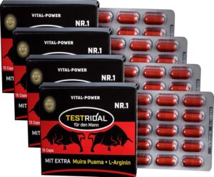 Ausdauer & Energie – BPV Testridal 60 Capsules = 32 g - Hardcore Booster - High Dose Combination Product Perfect for Athletes and Active Men - For Lust - Love - Passion and More
