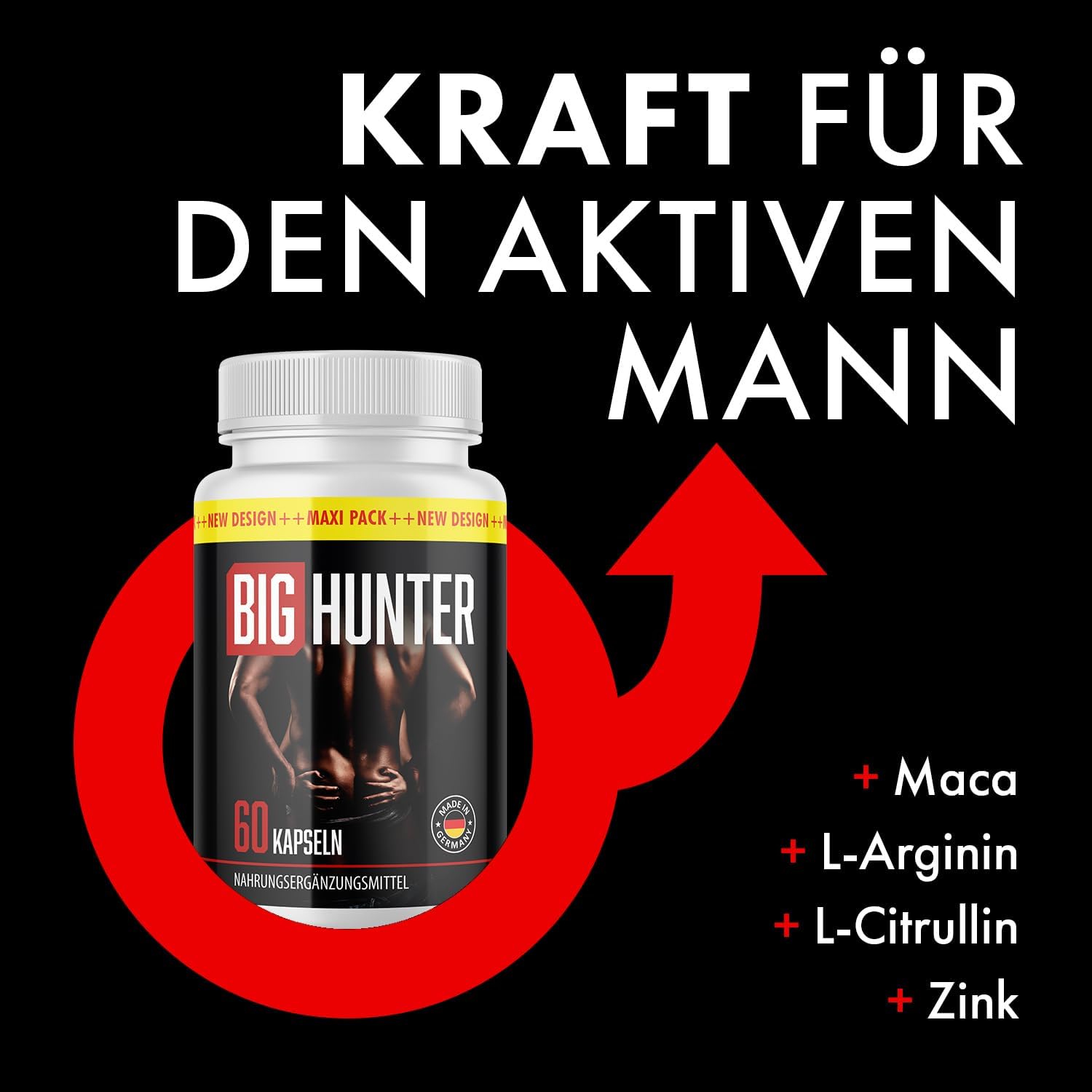 Penisvergrößerung & Pflege – Big Hunter Capsules - Love, Lust and Passion - for Active Men - 60 Capsules 5x – Bild 2