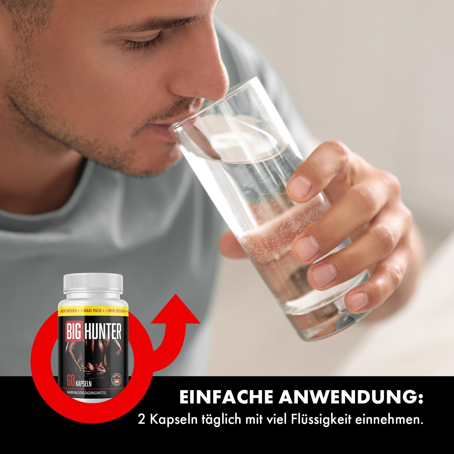 Penisvergrößerung & Pflege – Big Hunter Capsules - Love, Lust and Passion - for Active Men - 60 Capsules 5x – Bild 3