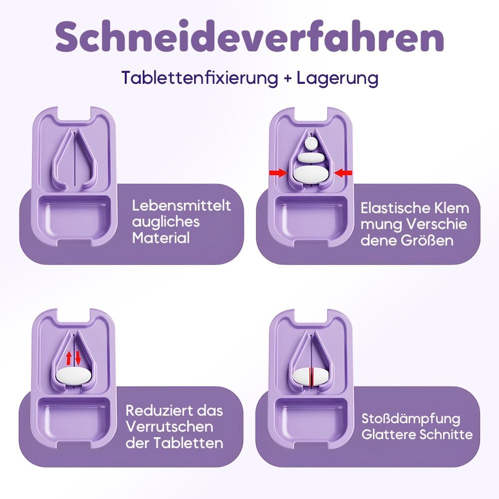Potenzmittel & Standfestigkeit – Tablet Divider for Small Tablets and Large, Portable Tablet Divider with Storage Compartment for Tablets, Pill Cutter with Sharp Blades for Travel and Daily Use (Pink) – Bild 6