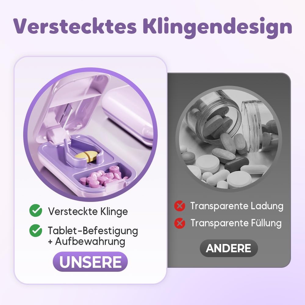 Potenzmittel & Standfestigkeit – Pill Divider with Storage Compartment, Portable Tablet Divider for Small Tablets and Large, Pill Divider and Multiple Pill Cutter for Travel & Pet, Daily Use (Blue) – Bild 8