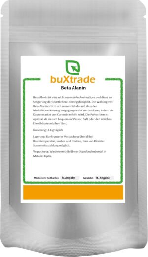 Ausdauer & Energie – 4 x 500 g Beta Alanine Powder | Endurance | Carnosine Booster | Strength | Dietary Supplement