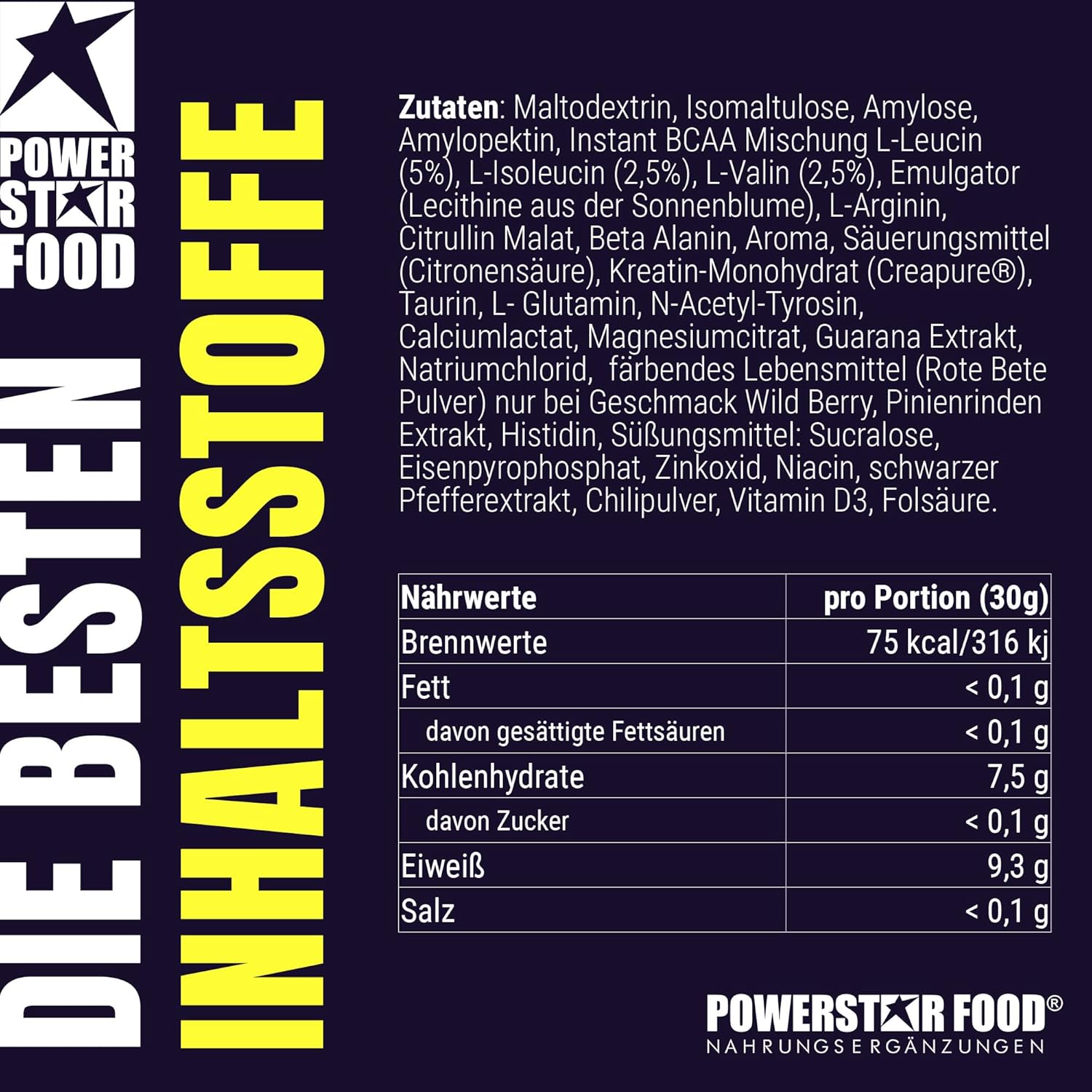 Ausdauer & Energie – Powerstar Kick'N'Rush Wild Berry 600 g Pre-Workout Booster for Football & Other Ball Sports, Made in Germany, Fitness Powder with Electrolytes & Caffeine, Energy & Endurance in Training – Bild 3