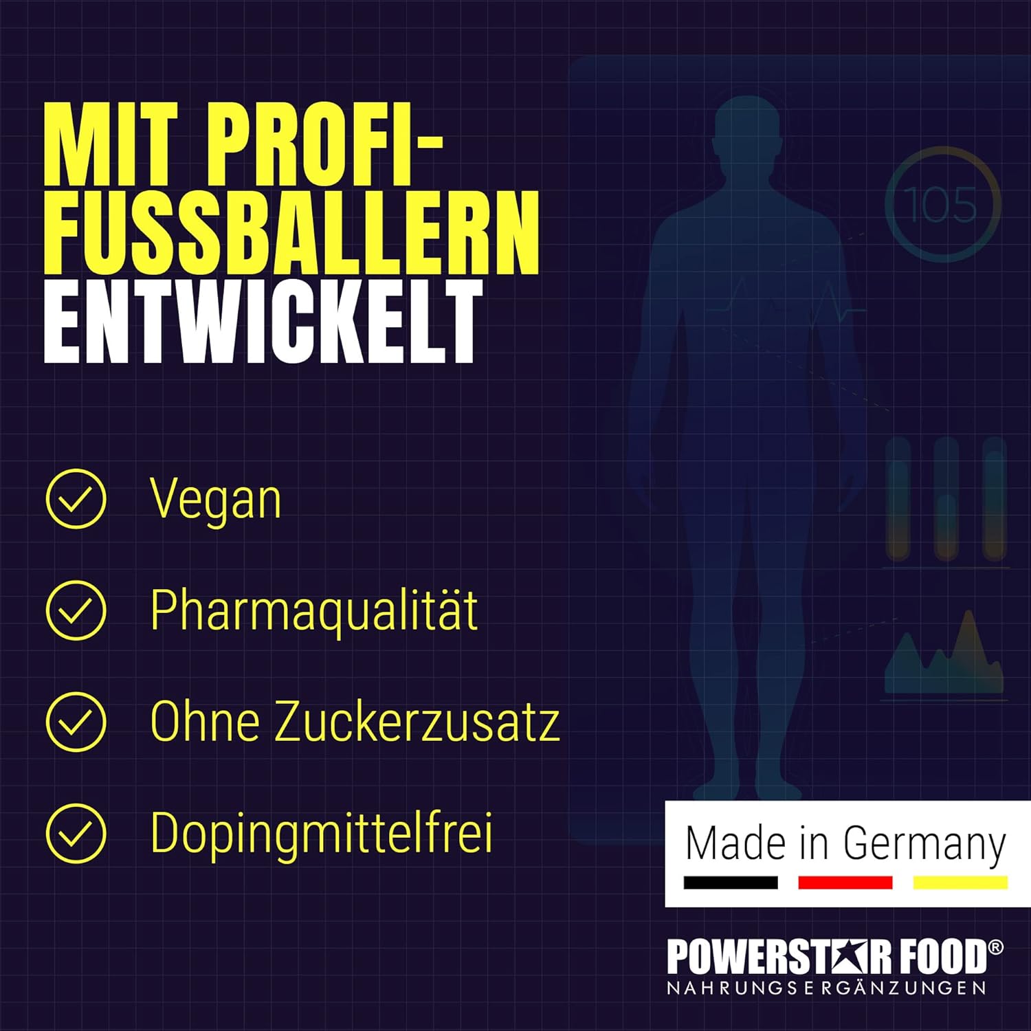 Ausdauer & Energie – Powerstar Kick'N'Rush Wild Berry 600 g Pre-Workout Booster for Football & Other Ball Sports, Made in Germany, Fitness Powder with Electrolytes & Caffeine, Energy & Endurance in Training – Bild 7