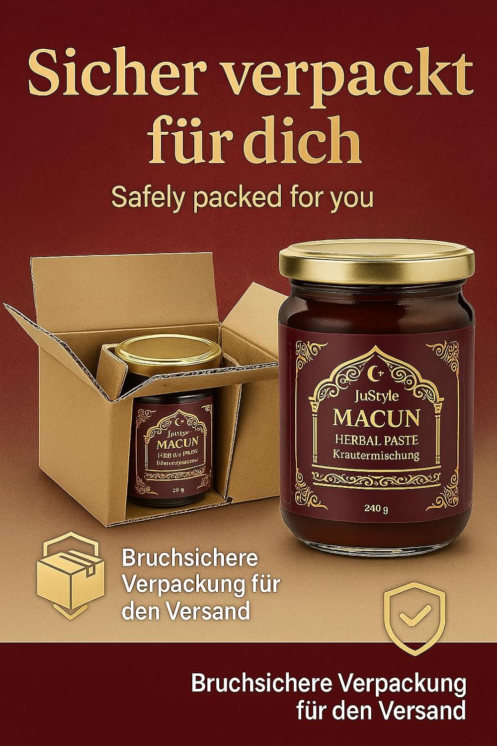 Potenzmittel & Standfestigkeit – Macun - Natural Herbal Paste for Long-Lasting Energy and Vitality - High Dose with Ginkgo, Ginseng, Flower Honey and Ginger - Instant Effect for Active Men (4) – Bild 5