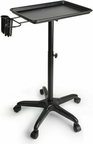 Potenzmittel & Standfestigkeit – Tattoo Tray Salon Cart Rolling Salon Tray, Aluminum Trolley Equipment on Wheels and Height Adjustable for Dental Cart, Hairdressing Cart(Black with Hair Dryer Stand)