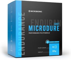 Ausdauer & Energie – Microdure Shot by MICROBIONIC | 15 Sachets | 60 ml Shot | Training Booster with Polyphenols for Endurance Athletes