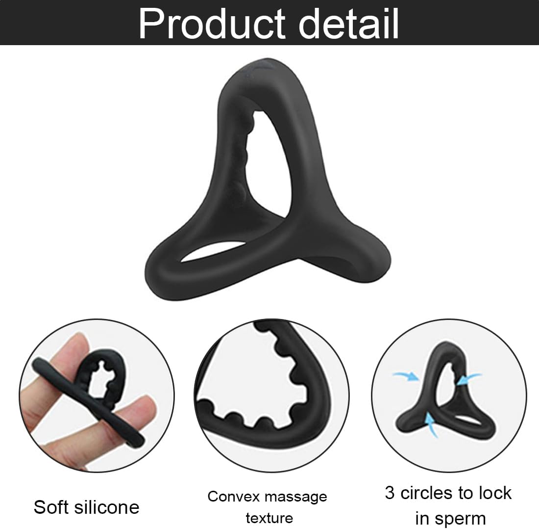 Potenzmittel & Standfestigkeit – Triangular Rings, Pack of 7 Silicone Cock Rings, Testicle Rings, Erotic Sex Toy, for a Harder and Longer Erection, for Any Size , Black & Red – Bild 3