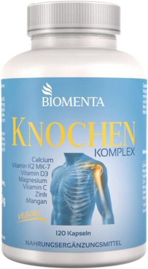 Potenzmittel & Standfestigkeit – BIOMENTA Bone Complex - 120 Vegan, High Dose Bone Capsules with Calcium + Vitamin K2 MK-7, D3, C + Magnesium + Zinc + Manganese - Premium Quality