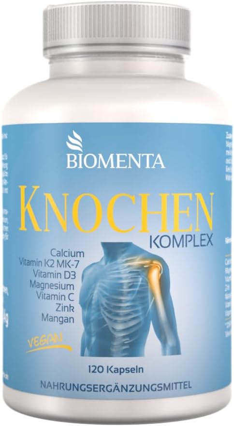 Potenzmittel & Standfestigkeit – BIOMENTA Bone Complex - 120 Vegan, High Dose Bone Capsules with Calcium + Vitamin K2 MK-7, D3, C + Magnesium + Zinc + Manganese - Premium Quality