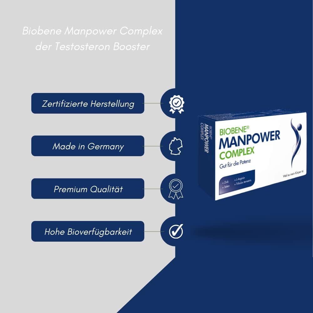 Potenzmittel & Standfestigkeit – Manpower Complex Testosterone Booster with Zinc Selenium, L-Arginine (Vitamin B5), Tribulus Terrestris Extract, Dietary Supplement (1 x 30 Capsules) – Bild 3