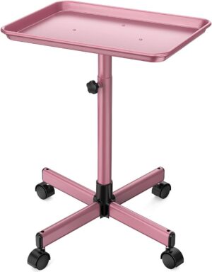 Potenzmittel & Standfestigkeit – Salon Tray, High Quality Aluminum Tattoo Tray, Hair Color Tray with Wheels, Hairdressing Rolling Tray, Height Adjustable, Salon, Spa