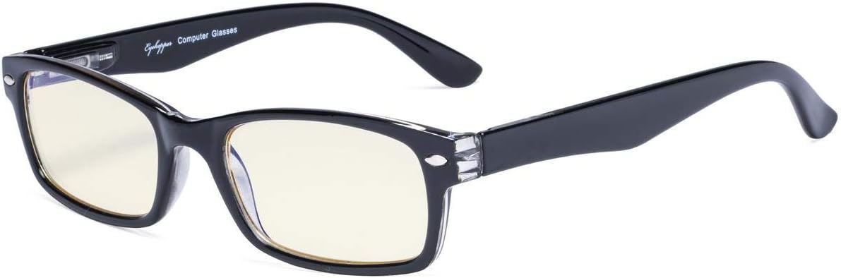 Potenzmittel & Standfestigkeit – Eyekepper Spring Hinges UV Protection, Anti Glare Anti Blue Rays, Scratch Resistant Lens Computer Reading Glasses Readers (Yellow Tinted Lenses, Black) +0.75
