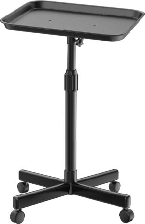 Potenzmittel & Standfestigkeit – Salon-Tablett auf Rädern, Premium-Aluminium-Tattoo-Rollen mit verstellbarer Höhe, Friseurwagen, geeignet für Klinik, Spa, Zahnarzt, Schwarz