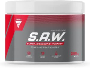 Ausdauer & Energie – Trec Nutrition S.A.W. Muscle Building Maximised Focus and Massive Pump Energy Sport Creatine Bodybuilding 200 g Tin (Cherry Grapefruit Cherry Grapefruit)