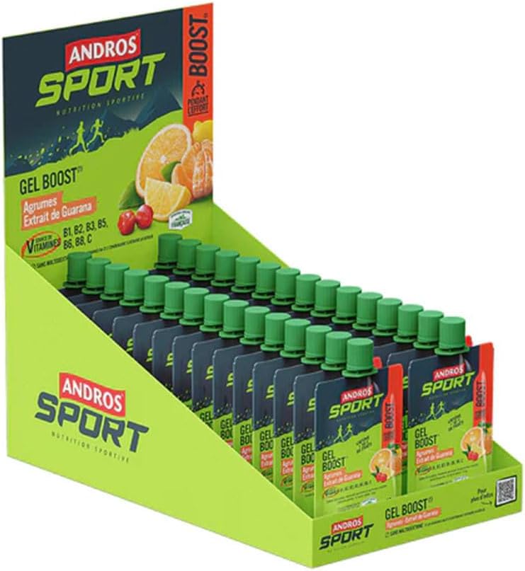 Penisvergrößerung & Pflege – Andros sport - Boost Gel (30 x 40 g) - Energy Gels - Rich in Fruits and Carbohydrates - Citrus Fruits Guarana