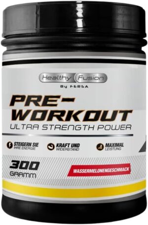 Ausdauer & Energie – Healthy Fusion Pre-Workout | Maximum Energy, Strength & Muscles | With Beta-Alanine, Creatine, Citrulline, Arginine | Increases Performance & Endurance | 300 g Watermelon