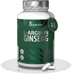 Potenzmittel & Standfestigkeit – BIOMENTA Arginine Ginseng - 240 Amino Acid Capsules High Dose - Active Ingredient Complex with L-Arginine, Ginseng Root, Maca, Tribulus Terrestris, Zinc, Selenium - Vegan - Premium Quality