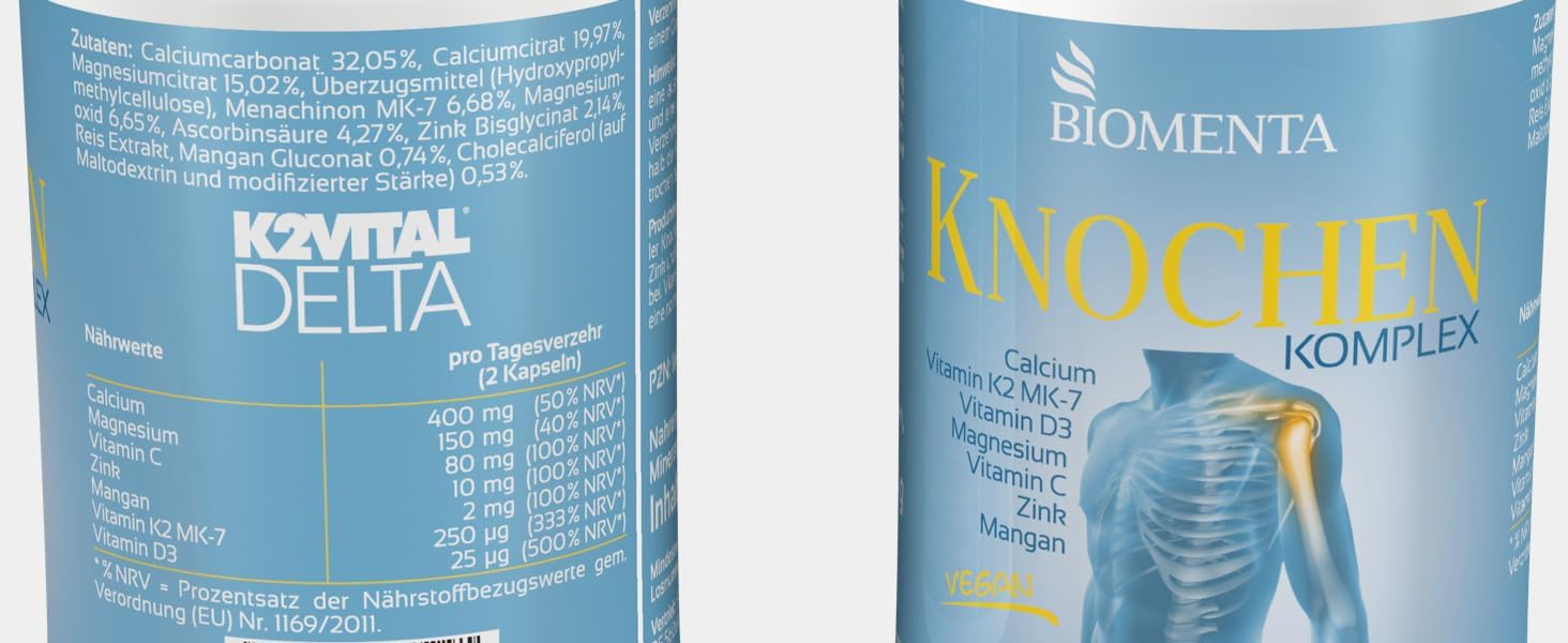 Potenzmittel & Standfestigkeit – BIOMENTA Bone Complex - 120 Vegan, High Dose Bone Capsules with Calcium + Vitamin K2 MK-7, D3, C + Magnesium + Zinc + Manganese - Premium Quality – Bild 8