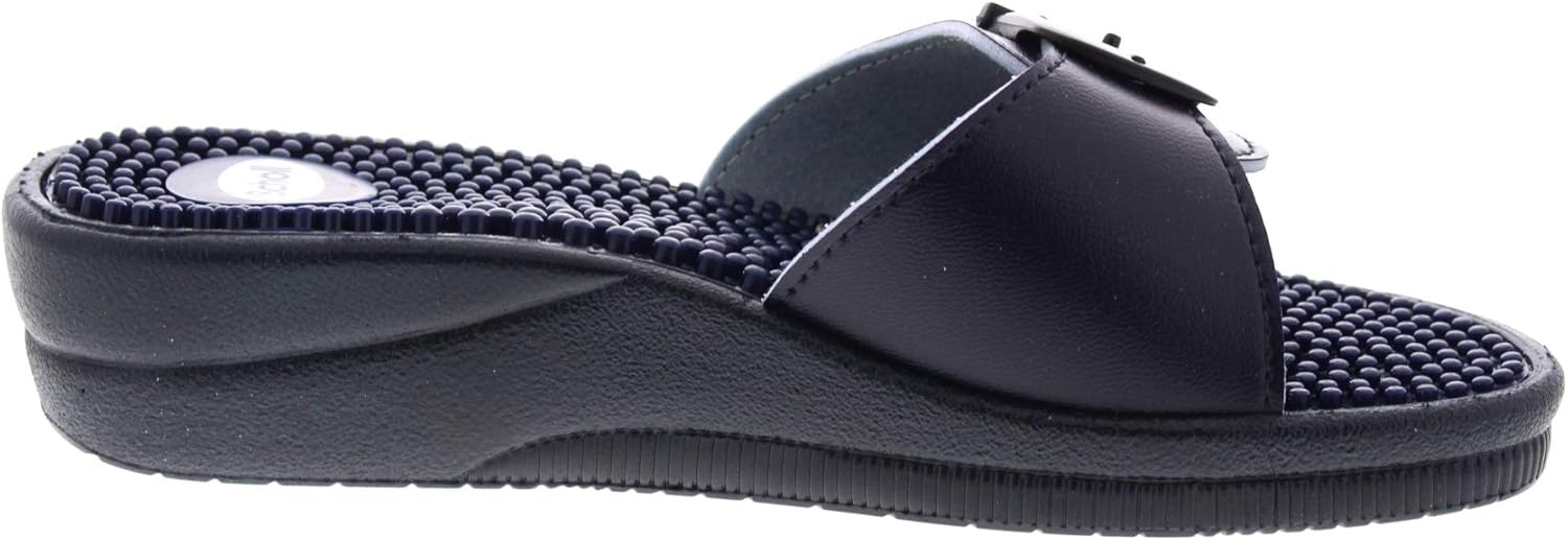 Potenzmittel & Standfestigkeit – Scholl New Massage - Comfortable Women's Sandals with Massage Footbed and Adjustable Strap - Waterproof for Home, Sea, Pool and Gym - Optimised Design for Ultimate Comfort, blue – Bild 4