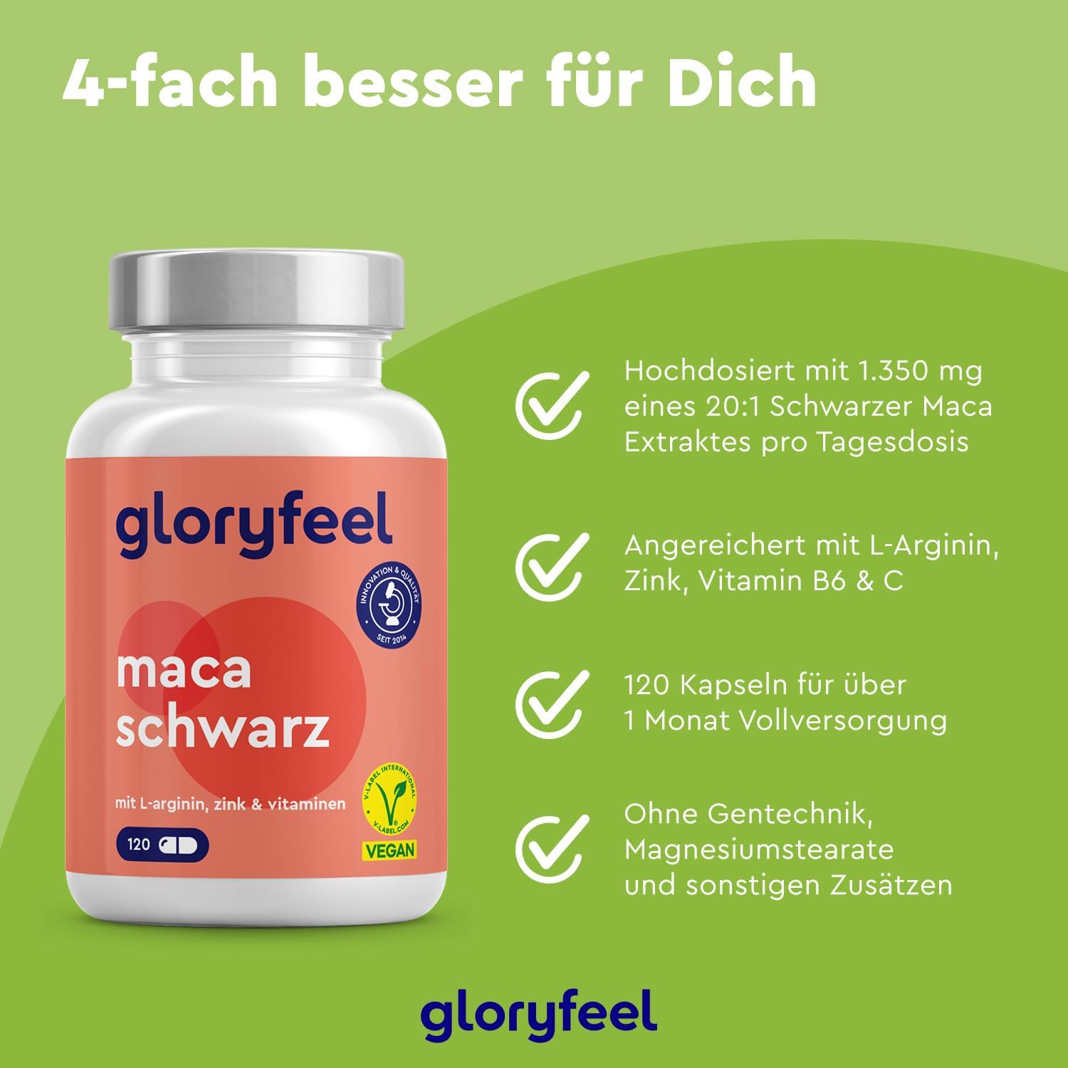Potenzmittel & Standfestigkeit – Maca Capsules 27000 mg (20:1 Extract) + L-Arginine, Vitamin B6, B12 & Zinc - Maca Powder Black High Dose - Vegan, Laboratory Tested, No Additives Made in Germany – Bild 2