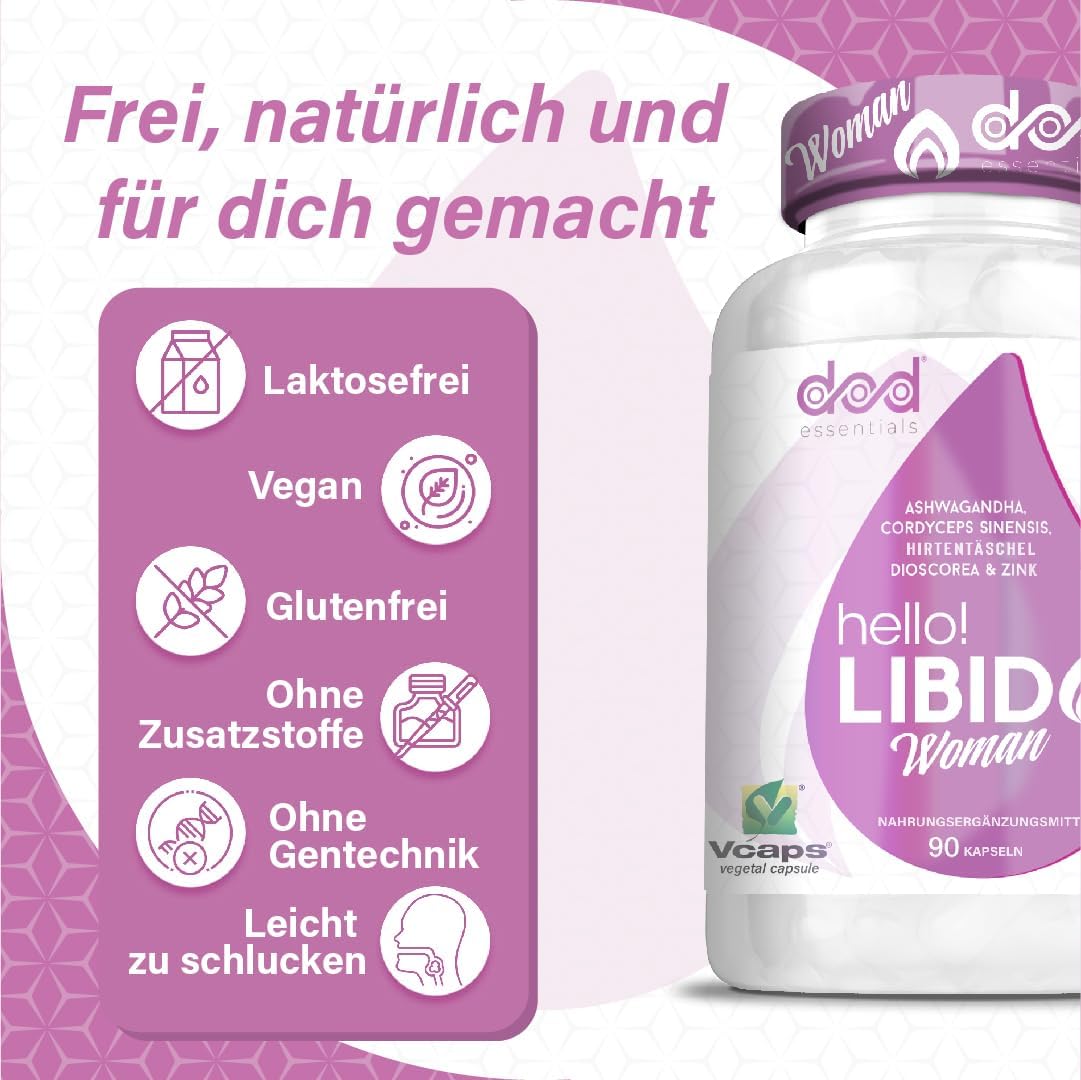 Potenzmittel & Standfestigkeit – Libido Booster Woman with Ashwagandha Ksm-66 Helps Increase Desire, Fights Menopause with Vitamins for Women + Probiotics for Women Intimate Flora - DOD Essentials – Bild 5