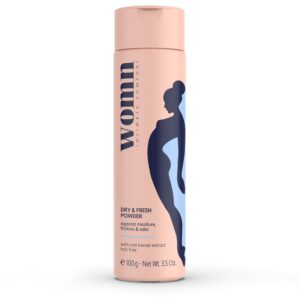 Penisvergrößerung & Pflege – womn Dry & Fresh Powder 100g - Talcum Free Body Powder for Intimate Areas such as Groin and Under Breasts - Absorbs Sweat and Prevents Chafing and Odours