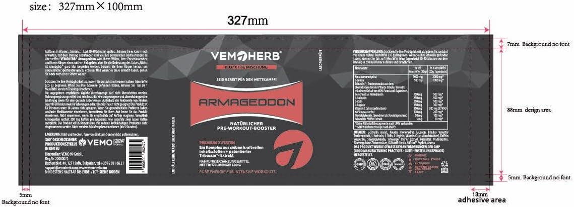 Ausdauer & Energie – Armageddon Pre-Workout 300g - Extreme Natural Power, 500mg Bulgarian Tribulus, 4000mg Citrulline, BCAAs, Creatine, Caffeine & More for Strength, Endurance & Muscle Growth – Bild 2