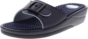Potenzmittel & Standfestigkeit – Scholl New Massage - Comfortable Women's Sandals with Massage Footbed and Adjustable Strap - Waterproof for Home, Sea, Pool and Gym - Optimised Design for Ultimate Comfort, blue
