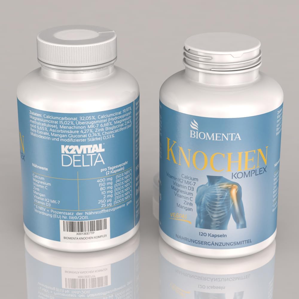 Potenzmittel & Standfestigkeit – BIOMENTA Bone Complex - 120 Vegan, High Dose Bone Capsules with Calcium + Vitamin K2 MK-7, D3, C + Magnesium + Zinc + Manganese - Premium Quality – Bild 7